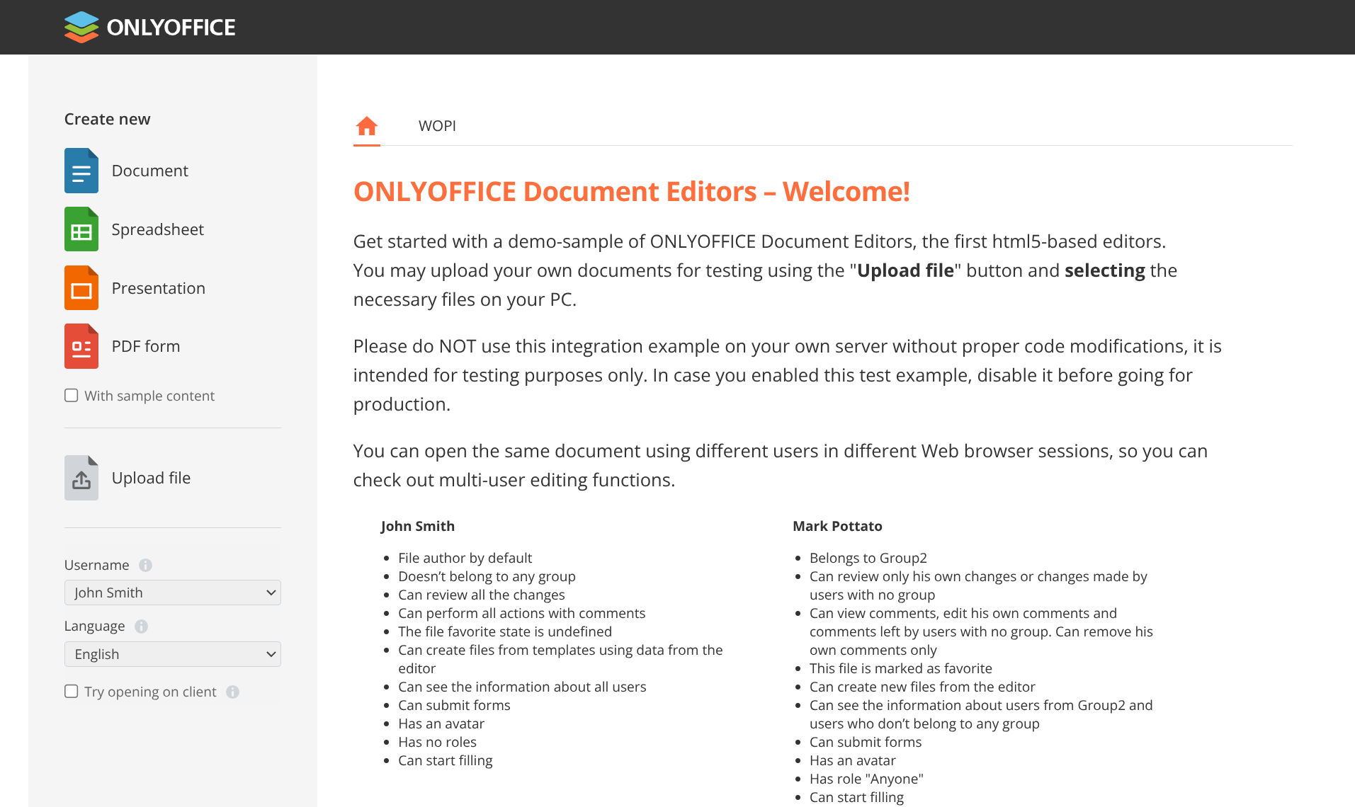 Image ONLYOFFICE Docs Test Example