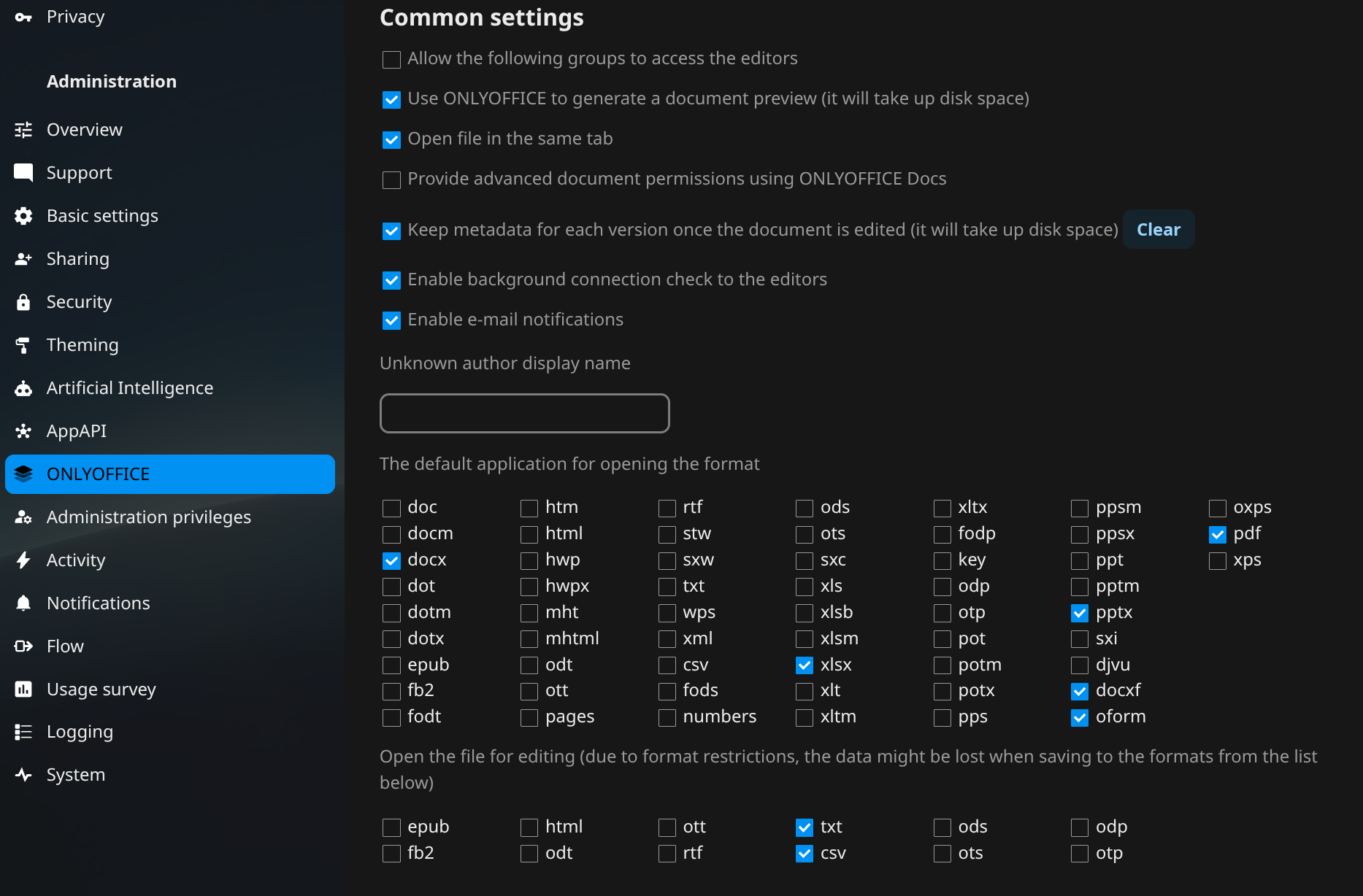 Image ONLYOFFICE Extra Settings